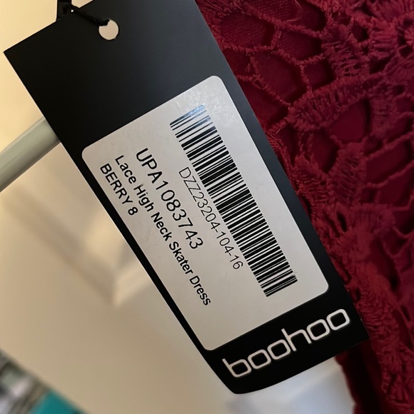 {Boohoo} Lace High Neck Skater Dress - Picture 8 of 9